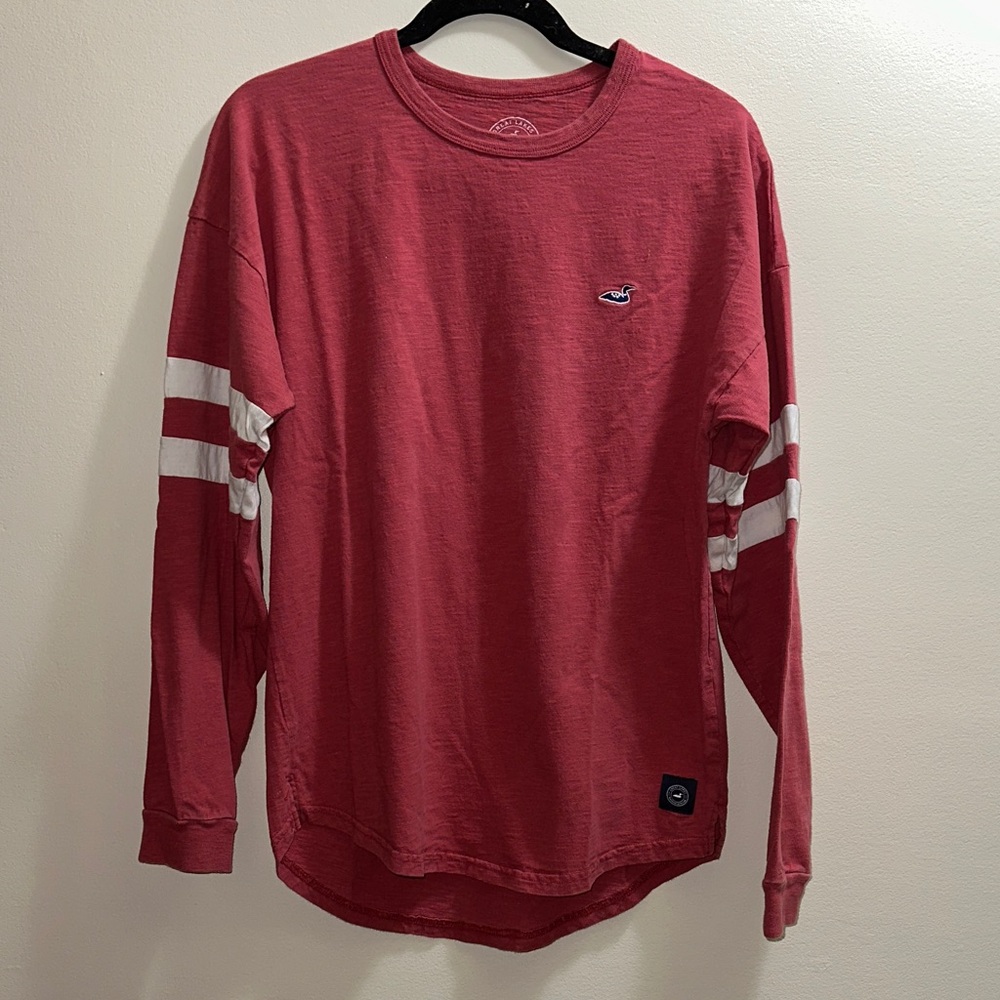 Classic Red Long Sleeve Tee with White Accents